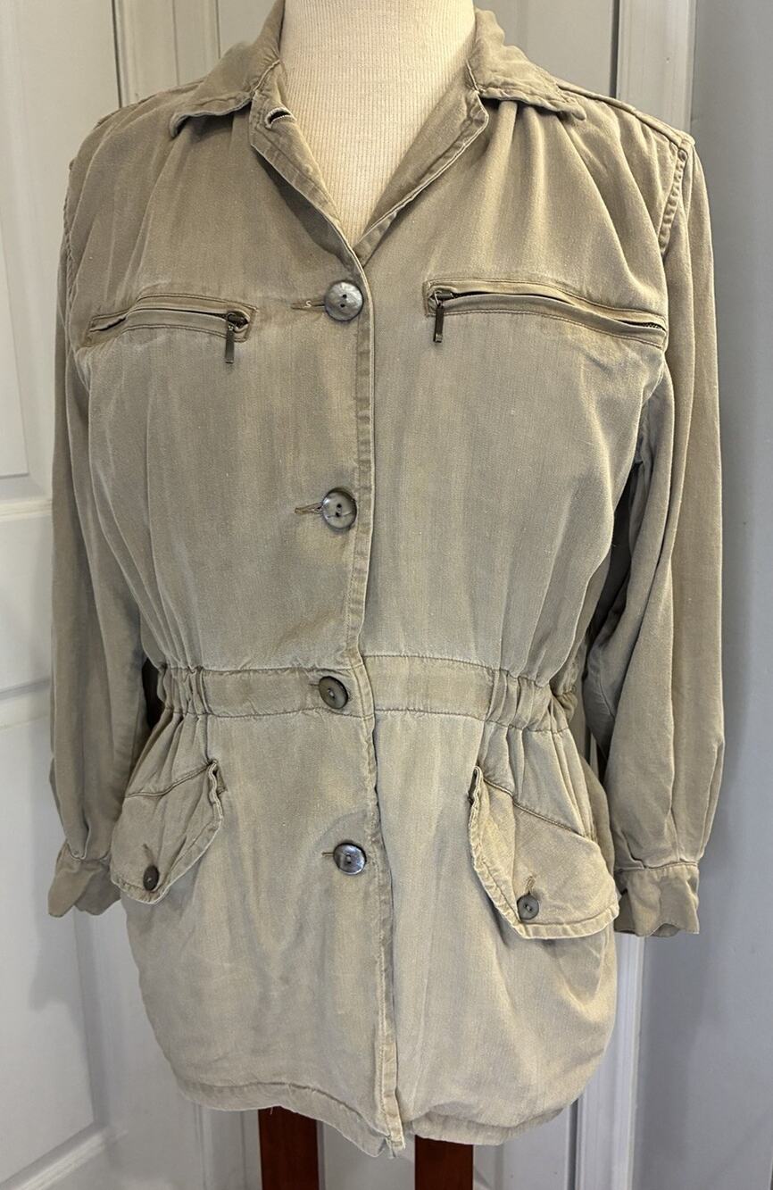 Vintage 80s Women’s Banana Republic Safari Lightweight Travel Khaki Jacket XS